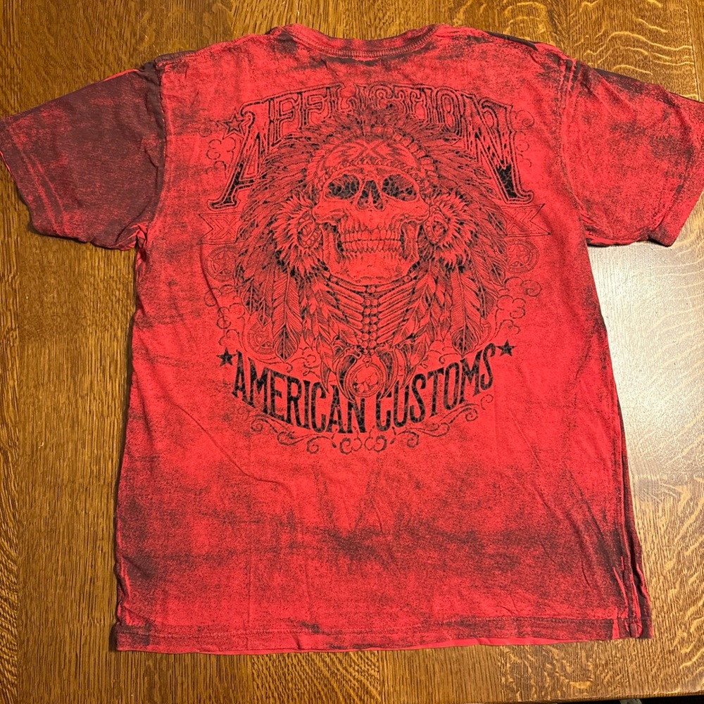Red Graphic Tee with Skull Design